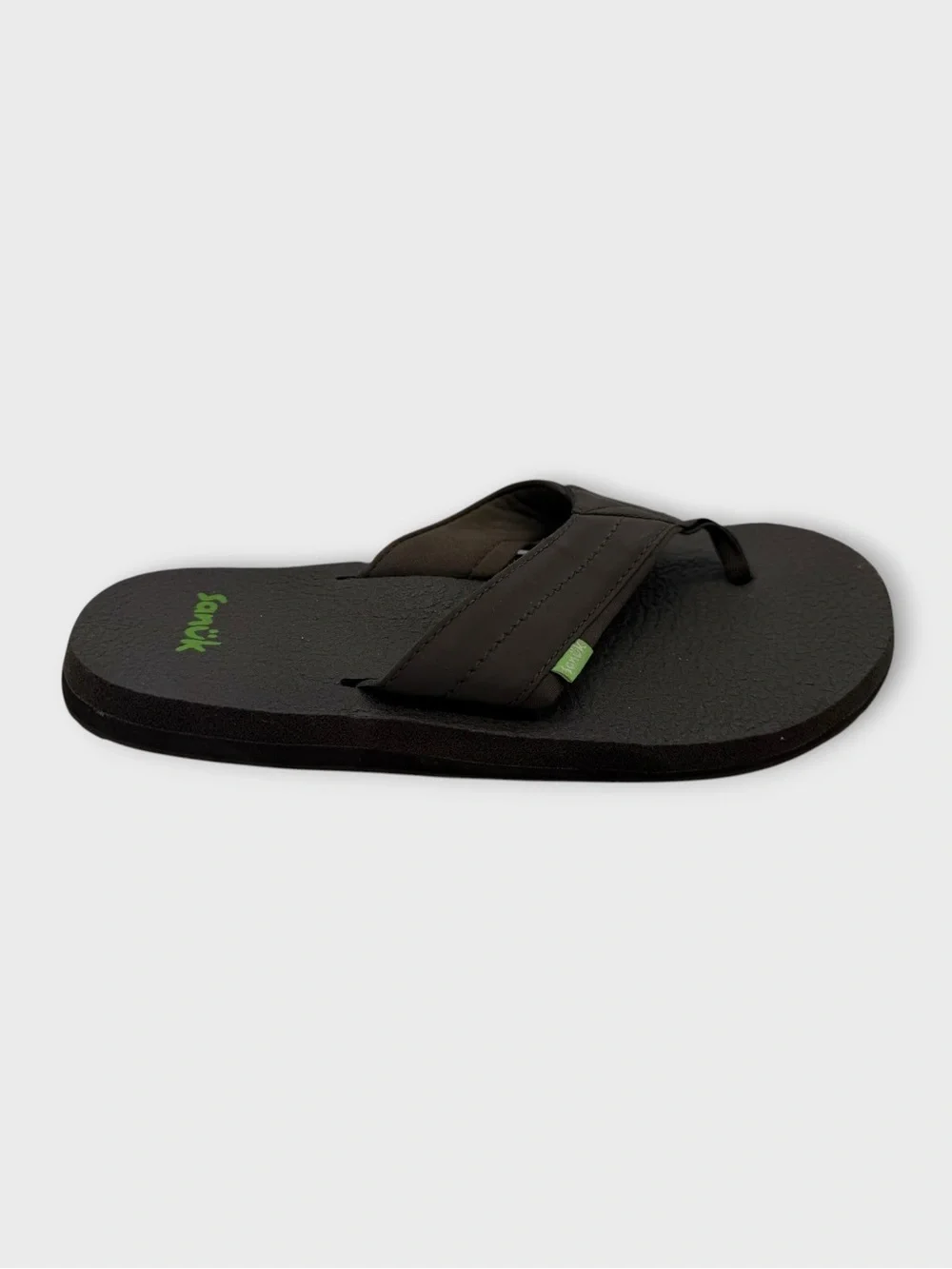 Sanuk Beer Cozy Black Flip Flop With Cushion Footbed Size 8 Nice!!
